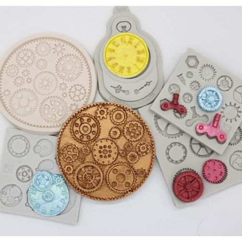 Clock Cogs & Wheels Steampunk Mold Fondant Cake Decor Tools Silicone Mold Sugarcrafts Chocolate Baking Tools Cakes Gumpaste Form
