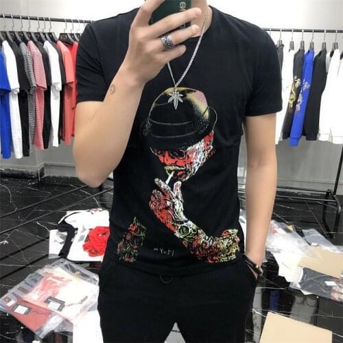 High quality Men summer Printed t-shirts fashion Cotton short sleeve European style Large size 5XL