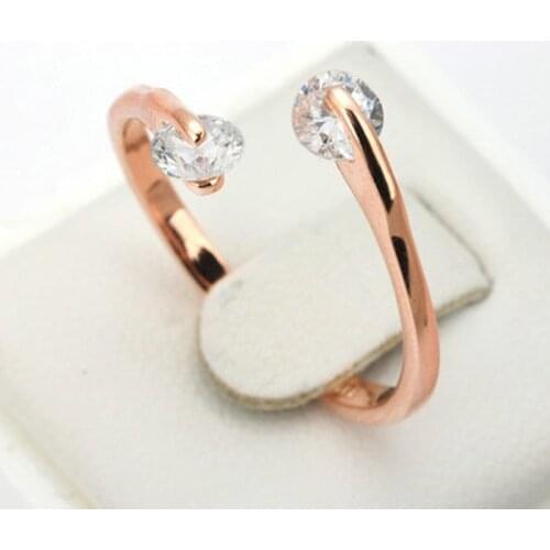 Korean Version Double Rhinestone Double Round Zircon Ring Engagement Rings For Woman Opening Rings Wedding Jewelry