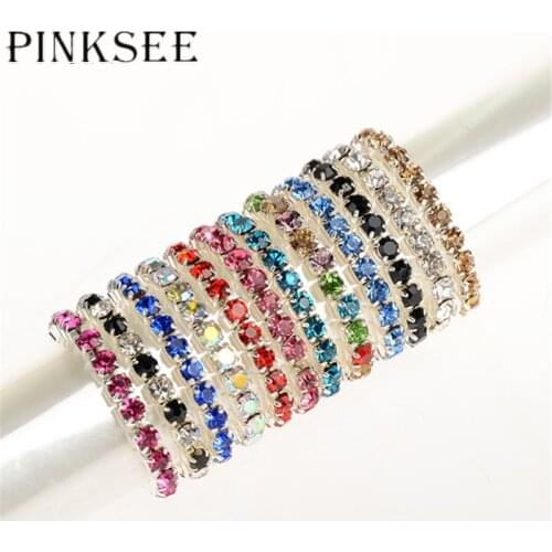 Pinksee Newest 12pcs/lot Charm Fashion Colorful Crystal Toe Rings for Women Girls Mixed Color Stretch Foot Jewelry Toe Gifts