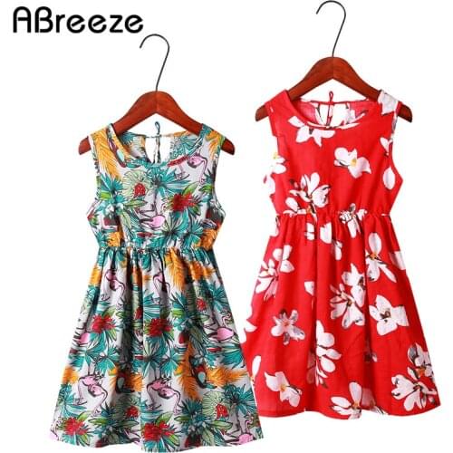 2020 Summer style children dresses for girls 3-11T color red blue A-line maxi dresses for girls cotton big child flower clothes