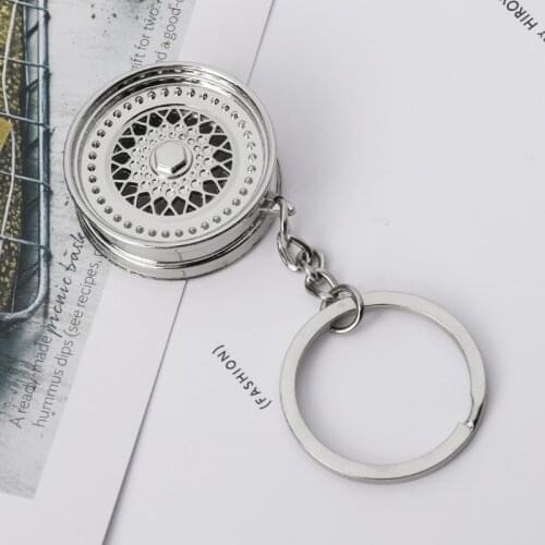 Cool Luxury Metal Car Keychain Wheel Rim Creative Auto Part Model Key Chain Ring