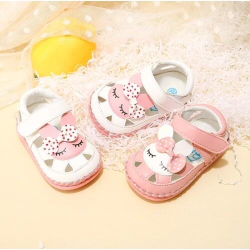 Summer female baby toddler and slippers 0-1 years old baby step soft bottom handmade shoes cartoon rabbit shoes