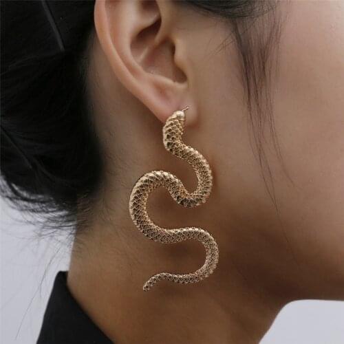 Fashion Metal Exaggerated Snake Earrings Cold Wind Trend Hip Hop Snake Earrings Wholesale