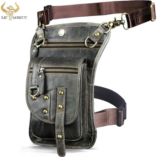 Top Quality Leather Design Men Small Messenger Mochila Bag Fashion Travel Belt Fanny Waist Pack Drop Leg Bag Tablet Pouch 2141