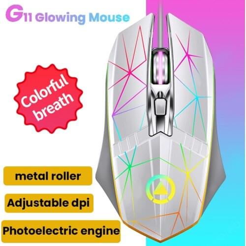 G11 Wired USB Metal Gaming Mouse 1200/1600/2400 DPI 4 Button LED Computer Gaming Mouse Ergonomic Computer Mouse For PC Laptop