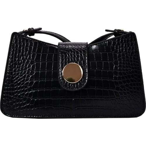 Solid ColorPU Leather Crocodile Pattern Womens Shoulder Bags 2021 Hot Sale Small Cute Female Bag Summer Luxury Travel Handbag