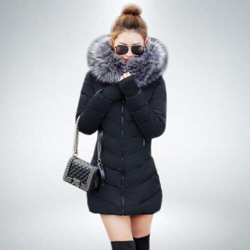 Removable fur collar Autumn Winter Cotton Parkas Oversized Coats and Jackets Womens Outerwear Hooded Puffer Jacket Beige Black