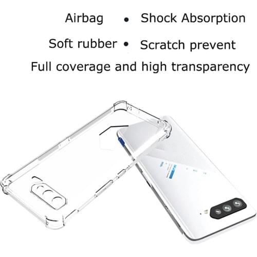 Transparent TPU Soft Phone Case Shock Proof Back Cover Bumper For ASUS Rog5