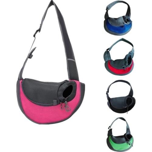 Outdoor Diagonal Dogs Carriers Mesh Backpack Travel Breathable Pet Bags For Puppy Cat Durable Padded Shoulder Carrying Bags