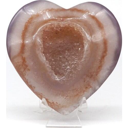 Heart Sculpture Natural Gemstone Agate Geode Figurine Crystal Healing Home Decor