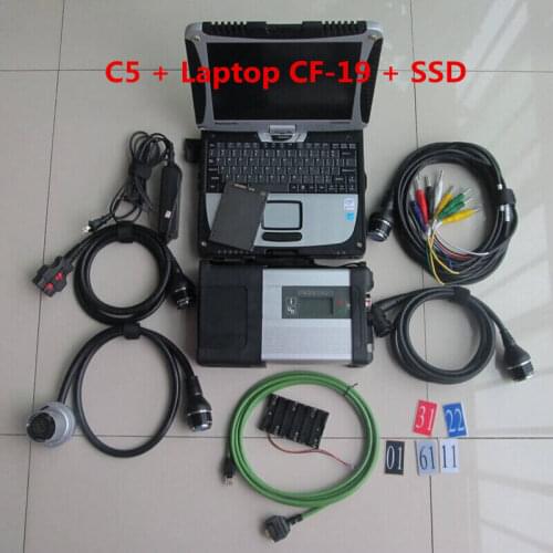 Super MB Star C5 CF19 used laptop CF-19 diagnosis tool MB SD Connect Compact C5 with latest software V2020.12 new SSD MB Scanner