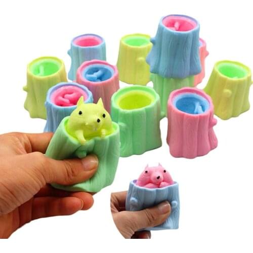 Squeeze Squirrel Evil Decompression Toy Cup Toy Decompression Tree Pen Holder Fingertip Sensory Toys For Kids Adults
