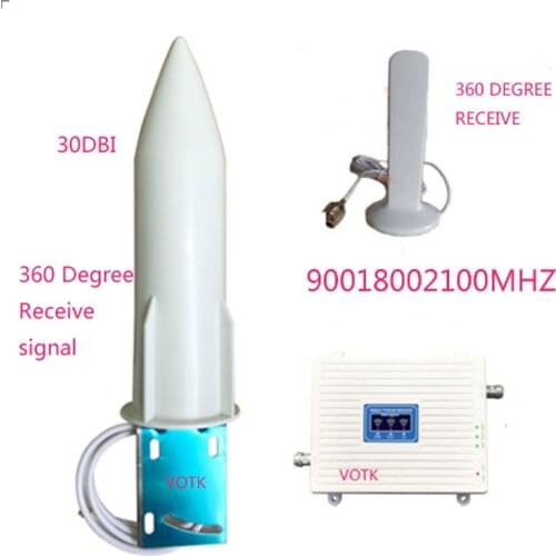 TRi Band Celluar Signal Booster GSM 90018002100 MHZ LTE Mobile Repeater 2G 3G 4G Amplifier with 30DB Antenna