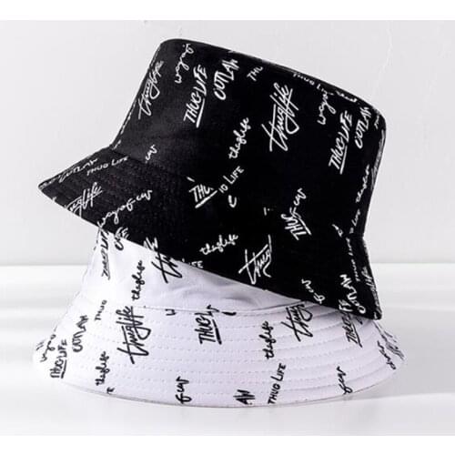 Spring Double side Bucket Hat Women Letter Streetwear Hip Hop Panama Summer Foldable Outdoor Fisherman Caps PJ362