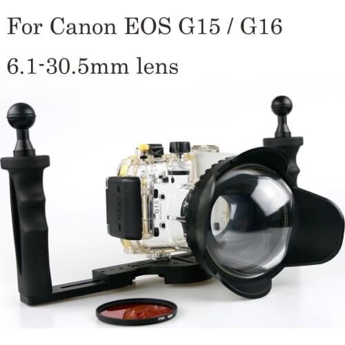 40m 130ft Waterproof Box Underwater Housing Camera Diving Case for Canon EOS G15 G16 6.1-30.5mm lens Bag Case Cover Bag
