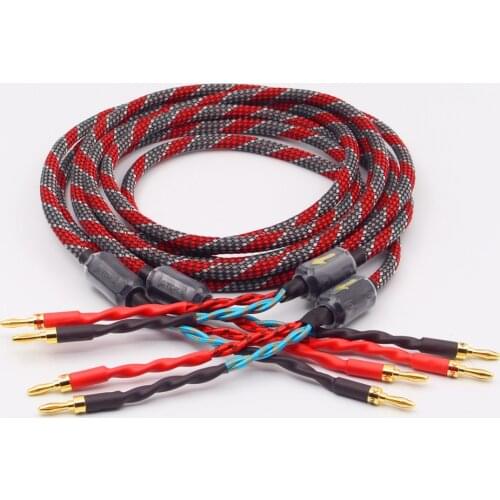 High Quality One Pair oxygen-free copper audio speaker cable HI-FI high-end amplifier speaker cable Banana head cable
