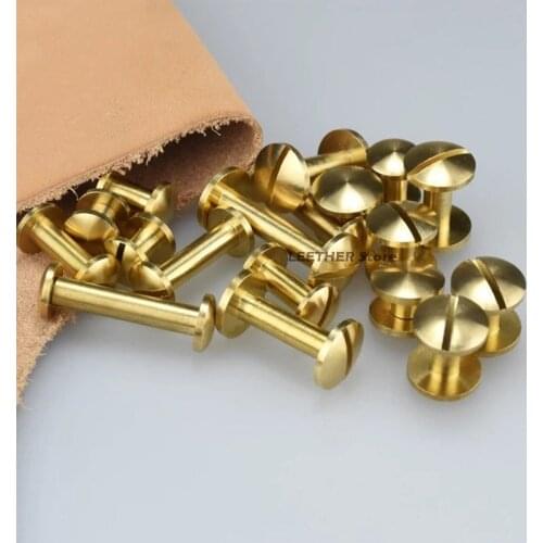 10pcs Solid Brass Arc/Plane Button Stud Screw Rivet Screw Back Belt for Sewing Handmade DIY Leather Accessories Material 4-15mm