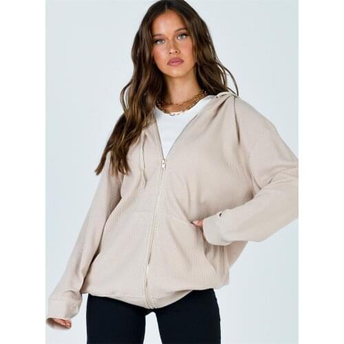 Womens Casual Loose Zip Up Hoodies Solid Color Long Sleeve Drawstring Baggy Sweatshirt Autumn Jacket Coat Y2K E-girl Clothes