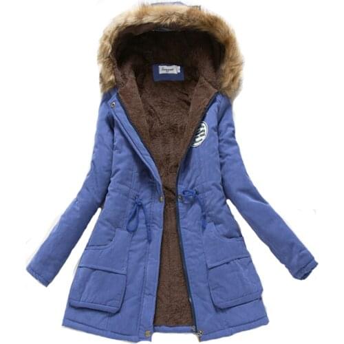 2021 women winter thicken warm coat female autumn hooded cotton fur basic jacket outerwear slim long ladies chaqueta