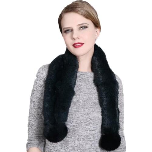 Winter Fur Scarf Women Real Whole Rabbit Fur Neckerchief Fluffy Super Soft Handmade Black Wine White