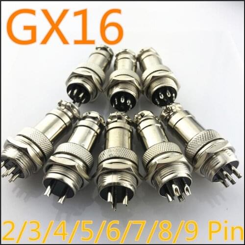 10set GX16 2/3/4/5/6/7/8/9 Pin Male Female 16mm Circular Aviation Socket Plug Wire Panel Connector