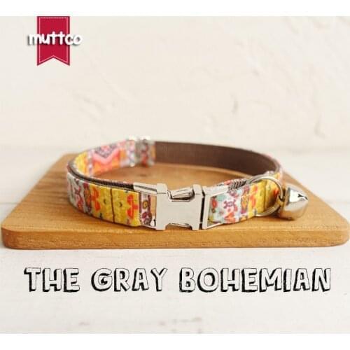 10pcs/lot MUTTCO Retailing self-design pleasing cat collar THE GRAY BOHEMIAN unique folk style cat collars 2 sizes UCC051