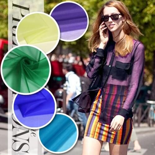 135cm wide solid color pure silk organza dress clothes fabric material 5 colors available