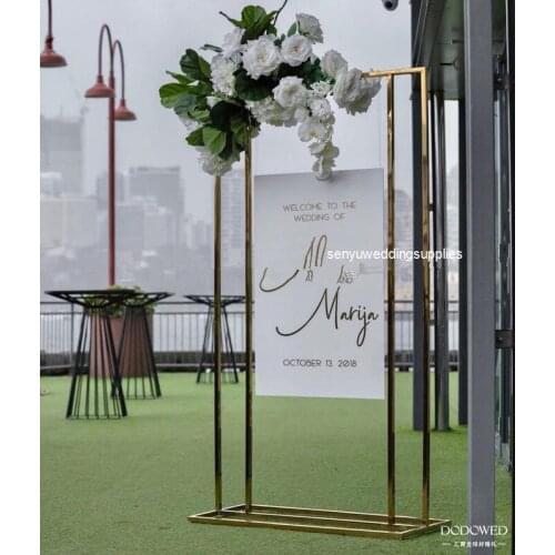 2pcs)Tall new Customized Decorative Wedding Geometric Columns Pillars Tall Gold Metal Flower Stand Modern Centerpiece senyu2345