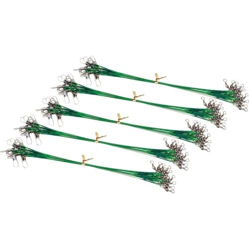 50 Pcs Fishing Wire Leaders Stainless Steel Nylon Coated & Swivels And Snaps