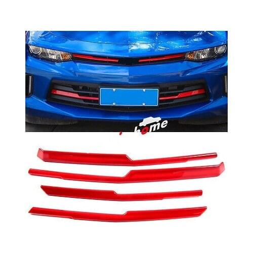 ABS Red Front Center Grille Cover Trim 4pcs For Chevrolet Camaro 2016 - 2017