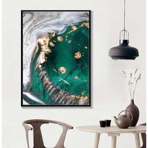 Abstract Flowing Green Canvas Painting Modern Abstract Wall Art Picture Poster Print Wall Art Pictures Living Room Decoration
