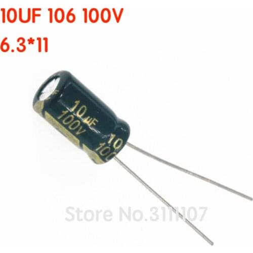 20PCS/LOT 10uF 106 100V 6.3*11 Aluminum electrolytic capacitor 6.3*11 Electrolytic Capacitor 100v 10uf 106