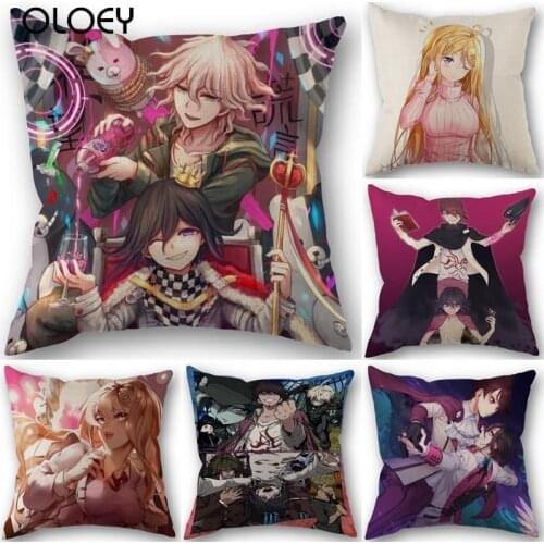 Anime Boy and Girl Cushion Cover Cotton Linen Square Zipper Cushion Cover 45X45cm Wedding Home Bedroom Decoration Cushion Cover