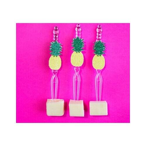 Glitter tropical pineapple plastic forks cupcake toppers wedding party engagement toothpicks birthday cake decor