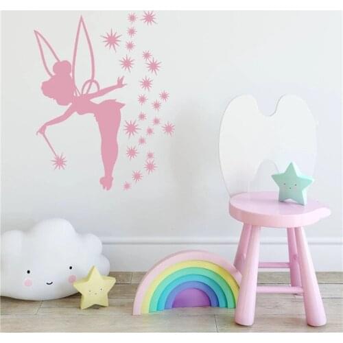 Cartoon Kids Children Little fairy Sign Wall Sticker Vinyl Art Design Poster Mural Girls Room Removable Stickers Decor