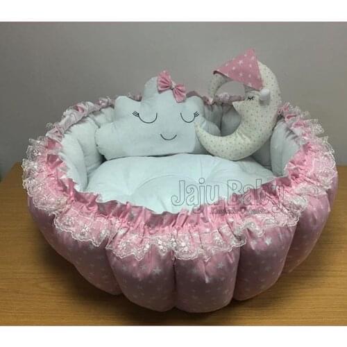 Jaju Baby Pink Star Design Play Mat Baby nest Play Mat Baby Nest, bedside, baby chaise lounge, portable baby bed, portable bed