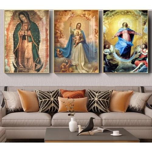 Virgin Mary Art Madame Guadalupe Canvas Painting Posters and Prints Church Wall Art Pictures for Living Roomn Home Decor Cuadros