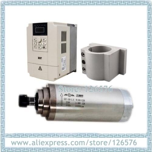 GDZ-100-3.0 GDZ-100-3.2 water cooled 3kw 3.2kw spindle motor D100mm 24000RPM + VFD inverter + 100mm Clamp/bracket