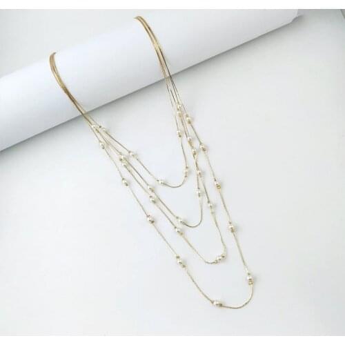 Korean Double Layer Pearl Choker Necklace For Women Silve/gold Color Necklaces & Pendants Jewelry Charms Jewellery Collier Femme