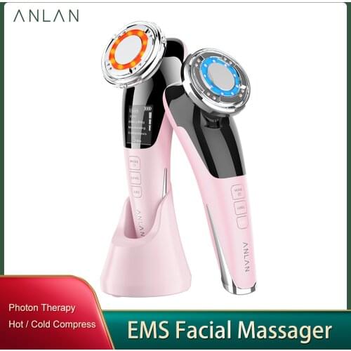 Anlan EMS Facial Massager Micro Current Beauty Face Massager Wrinkle Removal Sonic Vibration Hot Cold Compress Skin Care Device