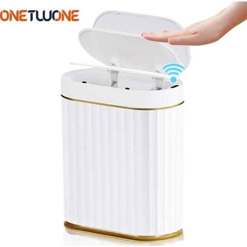 Smart Sensor Trash Can Touch Free Automatic Sensor Electric Trash Bin Bathroom Waterproof Trash Bin For Bedroom Kitchen Bathroom