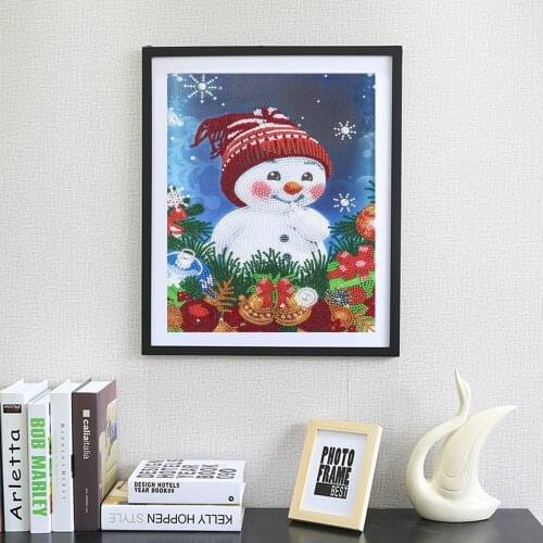 5D DIY Special Shaped Diamond Painting Snowman Embroidery Mosaic Crafts Kit Christmas Bedroom Living Room Wall Decoration