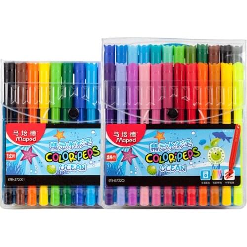 Maped Stationery set 12/24 color elf watercolor pen washable coloring brush painting graffiti children