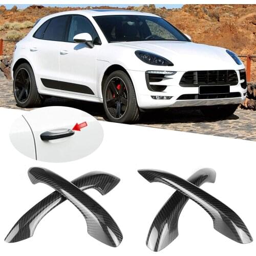 Carbon Fiber Print Door Handle Cover Trim Carbon Fiber Door Handle Cover Trim Car Modification for Pors-che Macan 2014 -2020