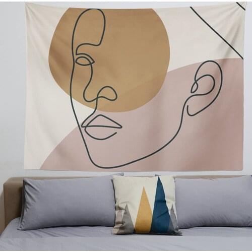 Nordic Ins Cloth Wall Hanging Tapestry Printed Line Home Decoration Apartment Dorm Wall Carpets For Gift Custom Pattern Tapestry