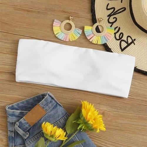 Plain White Bandeau Bikini Top For Womens Push Up Padded Swimsuit Top