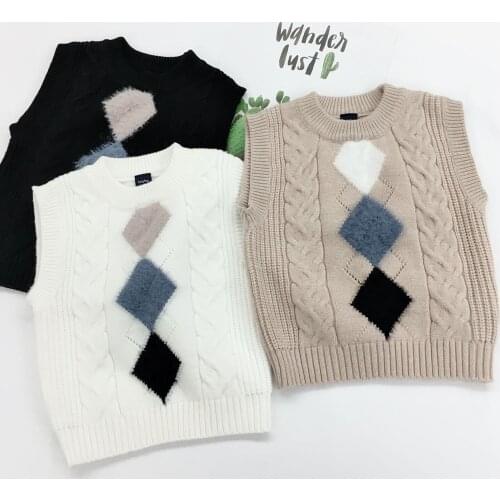 1 2 3 4 5 Years Boys Vest Autumn Winter Knitting Sleeveless Boys Sweater Vest Diamond Toddler Baby Clothing Kids Waistcoat 2019