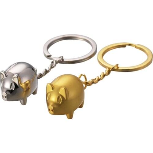 Outdoor Lovely Mini Piggy Car Pendant Keychain Mental Key Ring Charm Decoration Outdoor Tools