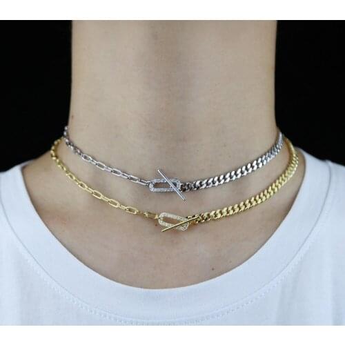 New design Punk Simple Women Choker Necklace Gold Silver Color Cuban Link Chain Party Jewelry Gifts for Girl women lady